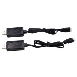 Blomiky 2 Pack 7.4V 1.6A Fast 2S Li-Po Li-ion Battery Charger Cable with XH-3P Connector for RC Boat Truck Drone Cars Vehicle SCX24 7.4V 2S Lipo Li-ion Battery 7.4V 1.6A USB 2