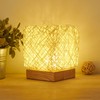 Rattan Table Lamp with LED Bulb USB Powered Decorative Hand