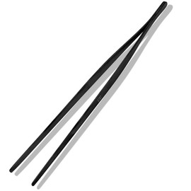 HENSSLERS® Cooking Tweezers - 30cm Stainless Steel with Black Titanium Coating for Grilling, Roasting and Serving, Precise Control and Effortless Handling