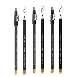 3Pcs Eyeliner Pencils With Sharpener Head Waterproof Professional Makeup Beauty Salon Women Eyeliner Pencil With Built-in Sharpener Cap 2-in1 (Black)