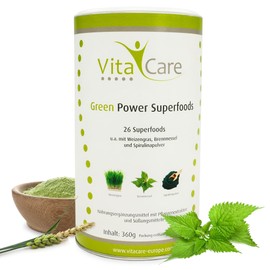 VitaCare Green Power Superfoods, 360 g Sugar-Free Smoothie Powder for Mixing Green Smoothies, Fitness Drink Gluten-Free, Lactose-free & Vegan