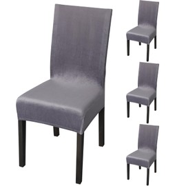 Treaful Dining Room Chair Covers, 4pcs Dark Gray Solid Dining Table Chair Covers Set of 4, Washable Chair Protectors Cover Armless Seat Protectors for Home Kitchen Hotel Banquet Celebration Ceremony