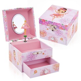 TAOPU Girls Musical Jewelry Box with Pullout Drawer and Spinning Ballerina,Girls Music Box for Jewel Storage,Kids Toys Gift for Little Girls
