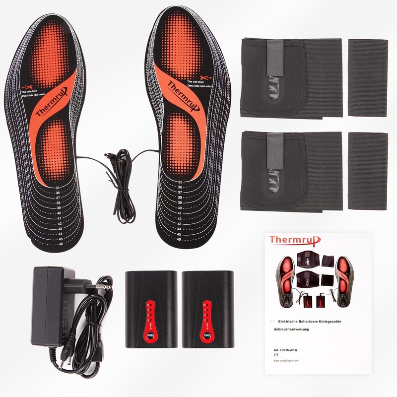 Thermrup Electric Heated Insoles Foot Warmers Rechargeable Li-Ion Battery(4 Temperature