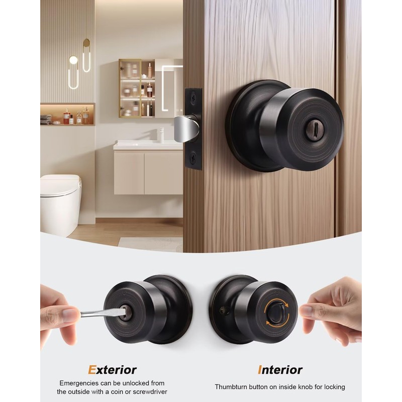 Probrico Oil Rubbed Bronze Door Knob Without Key Privacy Door