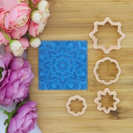 GOTO CLAY TOOLS Mandala Texture Mat for Polymer Clay Earring, Texture Mat with Cutters M-2