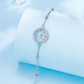 Arrebol 925 Sterling Silver Cubic Zirconia Bracelet Gift for Women Girlfriend Wife - Adjustable (16cm+4), Sterling Silver, Cubic Zirconia