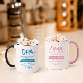 Joymaking Kaffeetass Geschenk Set für Oma Opa zum Weihnachten Geburtstag, Geschenk für Oma Opa von Enkerlkindern Beste Weihnachtengeschenk Geburtstaggeschenk Muttertagsgeschenk und Vatertagsgeschenk