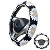 Handmade Crochet Black Granny Square Car Steering Wheel Covers Universal