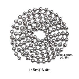 5 Meter Roller Blind Chain, Beaded Ball Pull Chain Extension Roller Shade Bead Chain Extender, with 12 Connectors Ball Chain for Roller Blind Extension