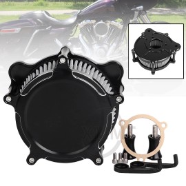 Unbranded Black Cut Air Cleaner Grey Intake Filter Kit For Harley Touring Road King Trike