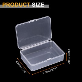 HARFINGTON 24pcs Small Plastic Beads Storage Containers Box 3.74" x 2.56" x 1.02" Bead Organizer Case Empty Storage Box with Hinged Lid for Small Items Beads Crafts Jewelry Hardware, Clear