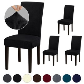 Fafua Chair Covers, Stretch Dining Room Chair Covers Set of 4, Removable Washable Chair Covers for Dining Chairs, Dining Chair Slipcovers for Dining Room, Hotel, Ceremony, .Black