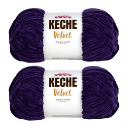 Keche Velvet Yarn for Crocheting, Soft Chenille Bulky Baby Blanket Amigurumi Yarn 2x100 gr (2x132 yds) (2 Skeins) (Purple)