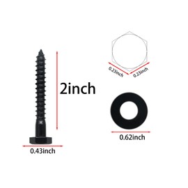 Evecad 25PCS 1/4" x 2" Hex Head Lag Screws, Stainless Steel Black Lag Bolts, Heavy Duty Lag Bolts, Washers Included