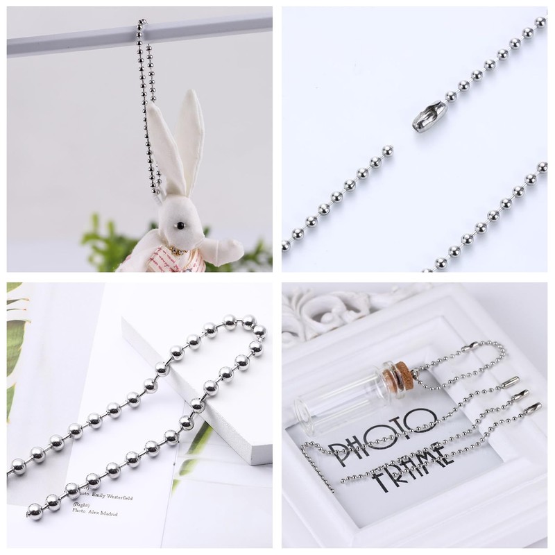 TRKETK 5 Metre Ball Bead Chain, Silver Metal Bead Chain,