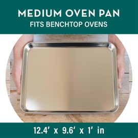 Non-Toxic Stainless Steel Oven Dish for Baking Roasting and Grilling - No Coatings (31.5 x 24.5 x 2.5 cm)