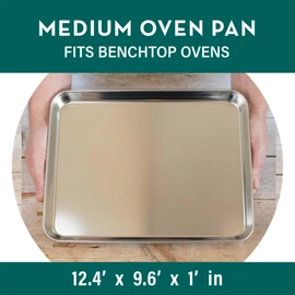 Non-Toxic Stainless Steel Oven Dish for Baking Roasting and Grilling - No Coatings (31.5 x 24.5 x 2.5 cm)