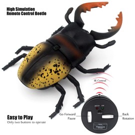 Tipmant RC Beetle Remote Control Insects Realistic Electronic Simulation Climber Animal Prank Toy Vehicle Kids Birthday Gifts (Yellow)