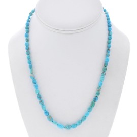 Natural Sonoran Gold Turquoise Bead Native American Necklace Beautiful Single Strand 18" Long 0049