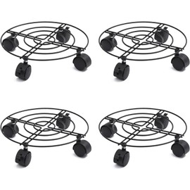 4 Bases para Macetas con Ruedas, Metálica, Soporte Porta Macetas Interior