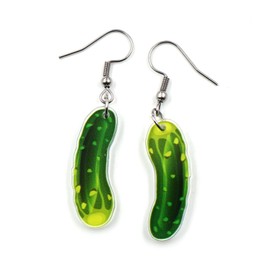 Whimsical Dill Pickle Cucumber Earrings - Playful Accessory for Food Enthusiasts-Pickle