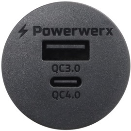 Powerwerx Panel Mount Combination USB QC3.0 and USB Type-C QC4.0 Fast Device Charger