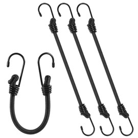 4PCS Bungee Cords with Hooks, 12 Inch Adjustable Bungee Cord Versatile Stretchy Heavy Duty Short Elastic Cord for Camping Tarps Tents Trucks Boats Cargo Hiking Hunting Hanging Luggage
