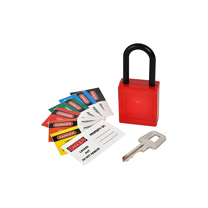 38 mm nylon security padlock, lock colour red, lock material