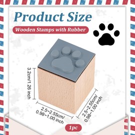 OLYCRAFT Paw Print Wooden Rubber Stamp 1x1x1.3 inch Square Rubber Stamp Small Mini Wood Stamps Decorative Mounted Rubber Stamps for Scrapbooking Card Making Planner DIY Craft Card Vintage Decor