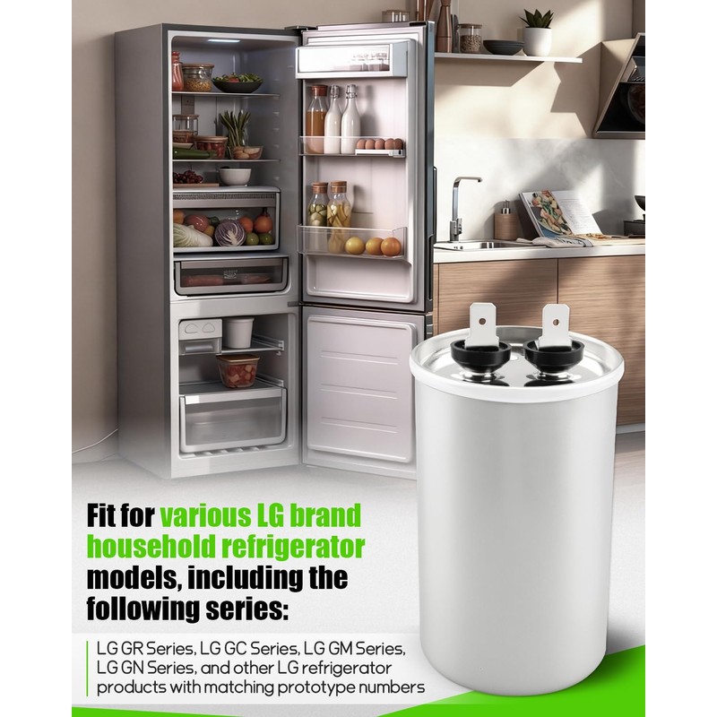 EAE32501017 Refrigerator Run Capacitor Fit for LG, 20μF MFD 370/440VAC