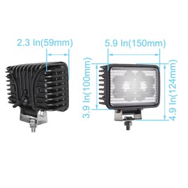 QHLightlux LED Tractor Truck Work Lights, 4x6 Inch Wide Flood Beam Auxiliary Headlight, 6000K Cool-White 12V/24V DC, Rectangular Aluminum Housing, Fits John Deere Offroad Excavator Trailer, 1 Pack