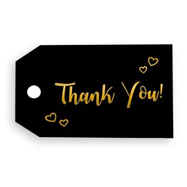 Thank You Gift Tags, Black and Gold, 30-Pack, Rectangular, Wedding Party Thanks for Celebrating with Us (TK1B)