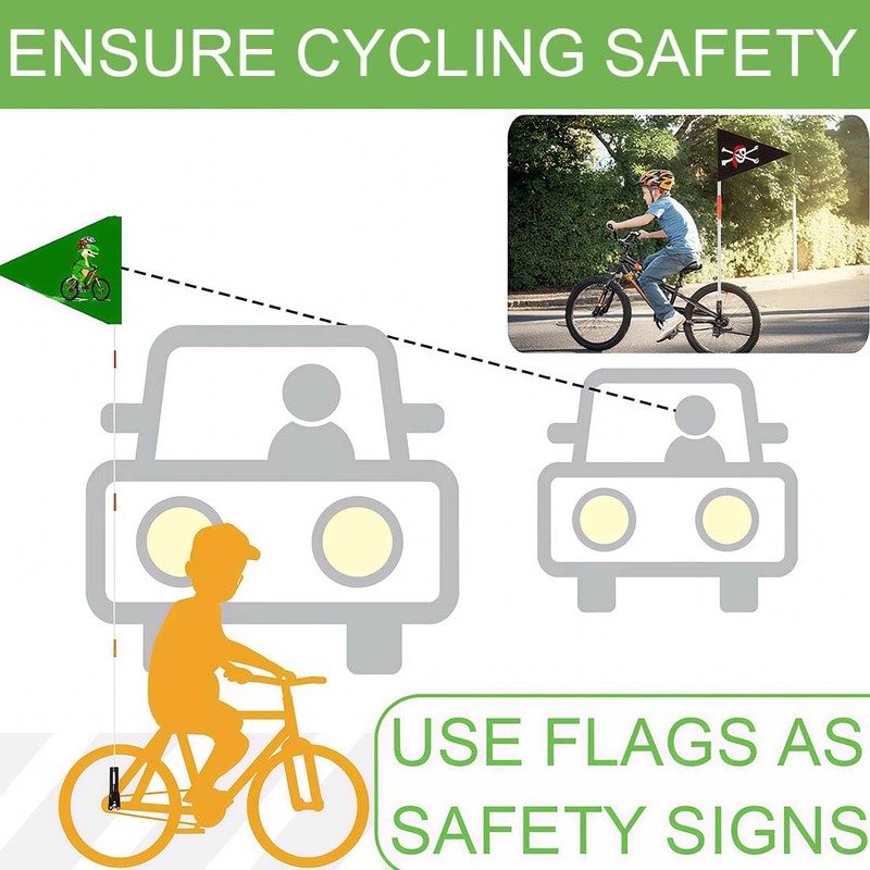 Pack of 6 Bicycle Flags for Children, Double-Sided Bicycle Flag,