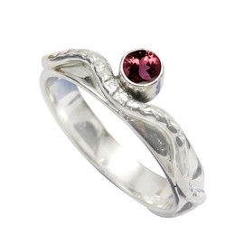 SILVERTROVE Im Labor gezüchteter rosa Turmalin-Edelstein-Bandring, Sterlingsilber, ring für Männer und Frauen, Bandring, Schmuck CRG1076AR3_(49 (15.6))
