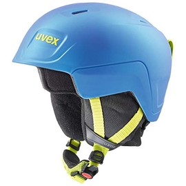 uvex Manic Pro - Ski Helmet for Kids - Individual Fit - Optimized Ventilation - Blue-Lime Met Matt - 54-58 cm