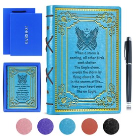 Eagle Gift for Scouts Faux Leather Vintage Notebook Scouts Leader Gifts Light Blue A5 Lined Leather Journal Notebook,320 Pages Thick Ruled Paper With Pen,Scoutmaster Court of Honor Graduation Gift for Daughter Son (Eagle Light Blue)