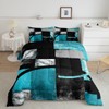 jejeloiu Abstract Turquoise and Black Bedding Set King Size, Grunge