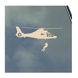 MH-65 Dolphin Pilot with Rescue Swimmer Jumping Vinyl Sticker Decal Crew MH-65 Coast Guard