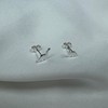 Simple Sterling Silver Dinosaur Stud Earrings, Sterling Silver, No Gemstone