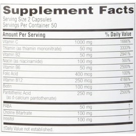 Twinlab Stress B-Complex Caps - Energy Support Supplement with Vitamin B12 and B6-100 Capsules (Pack of 2)