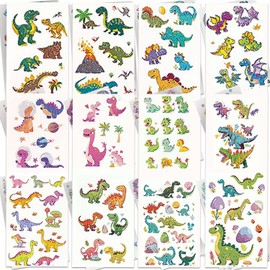 Palumma 12PCS Temporary Tattoo Stickers Set Fun Themed Body Art for Parties Costumes Creative Play Safe Waterproof Fake Tattoos for Dress Up Decoration butterfly(dinosaur)