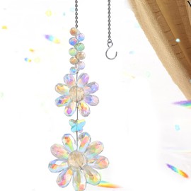 Sun Catcher Window Sun Catchers, Flower Sun Catcher Crystals, Window Rainbow Maker Crystal Hanging Decor for Garden Wedding Curtains Decoration(Light Multicolor)