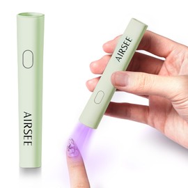 AIRSEE Mini Handheld UV Light for Gel Nails,Portable Rechargeable Nail Lamps,2 Timers for Fast Nail Extension,Rhinestone Glue Decoration,Gel Nail Strips at Home,Travel(Green)