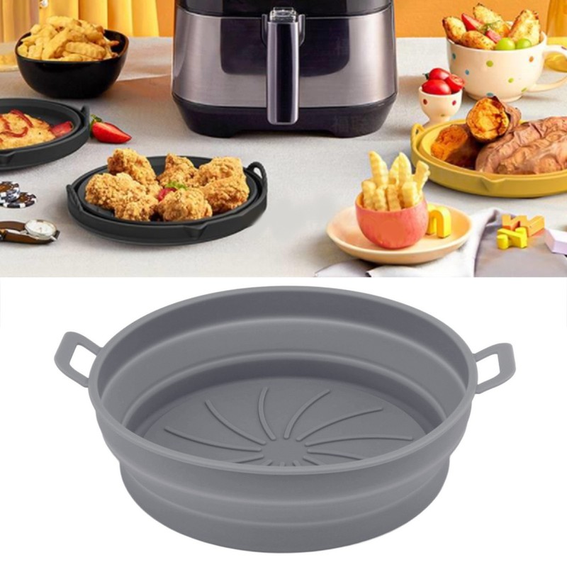 2 Pcs Silicone Air Cooker Pot With Handle Round Fryer