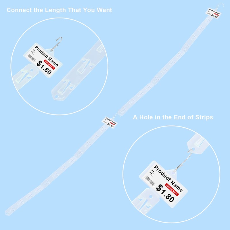 10Pcs Station Display Rack Plastic Hanging Display Strips with Hooks,