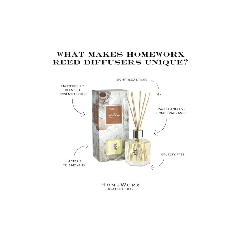 HomeWorx by SLATKIN + CO. Cozy Weekend Reed Stick Diffuser