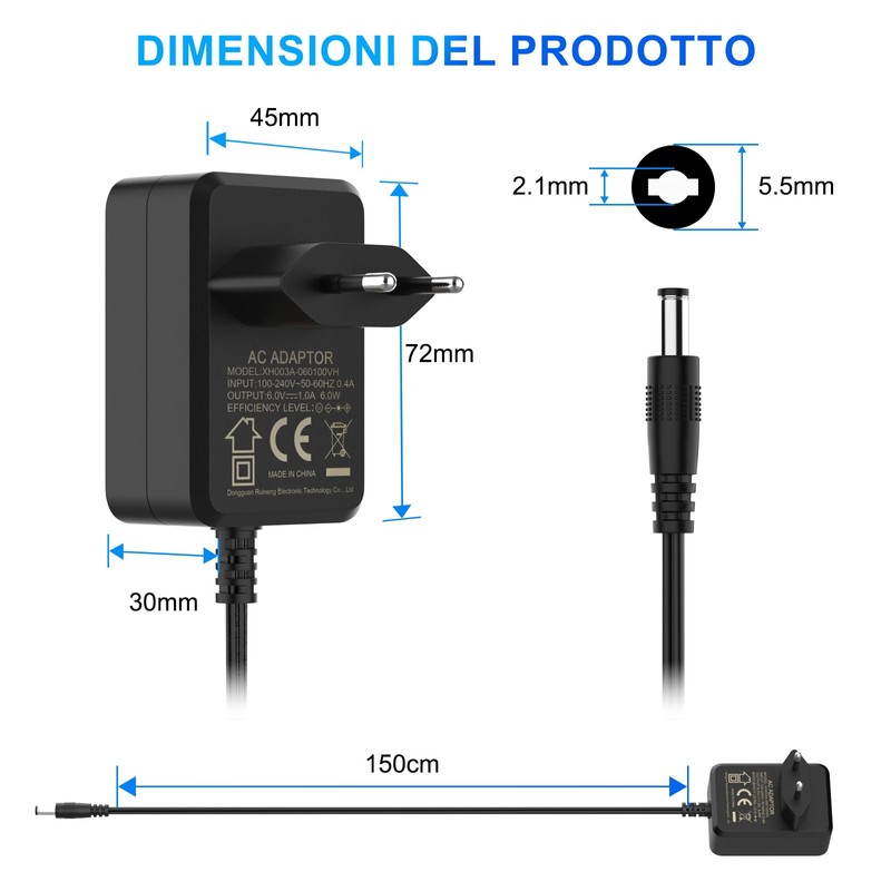 shefor Caricabatterie 6V 1A Compatibile con Auto Elettriche per Bambini,