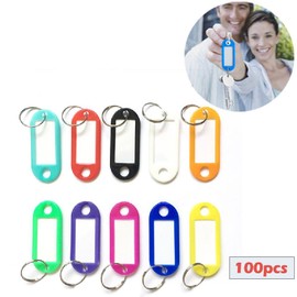Pack of 100 Key Chains, Writeable Key Tags Key Tags Key Labels for Home Offices Pet ID Suitcase, 10 Colours