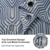 Indigo Blue and Silvery 100% Blackout Jacquard Geometric Pattern Curtains,52
